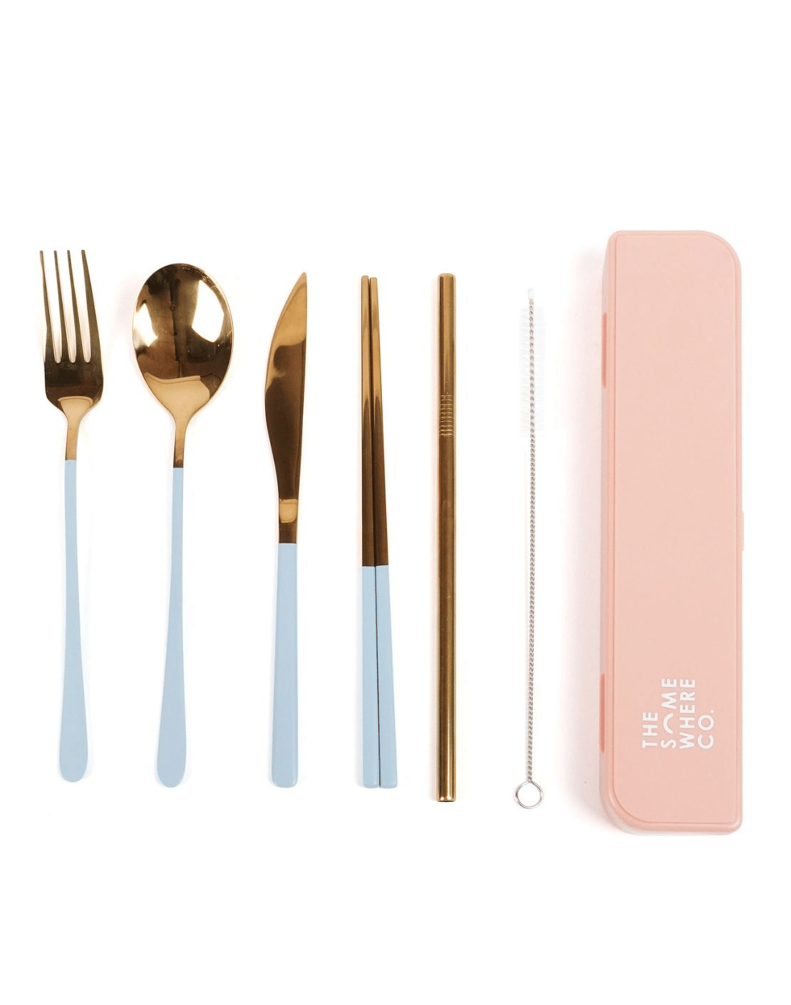 Cutlery Kit - Gold with Powder Blue Handle (PRE-ORDER)