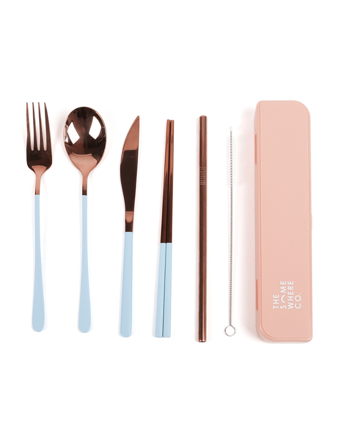 Cutlery Kit - Rose Gold with Powder Blue Handle (PRE-ORDER)