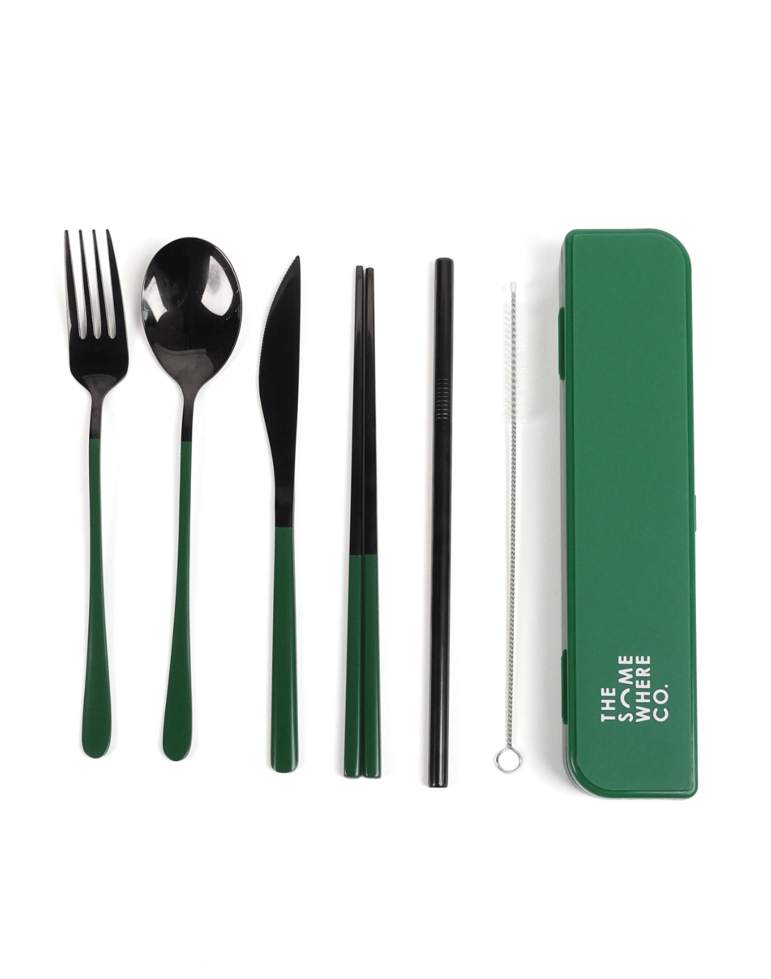 Cutlery Kit - Black with Forest Green Handle (PRE-ORDER)