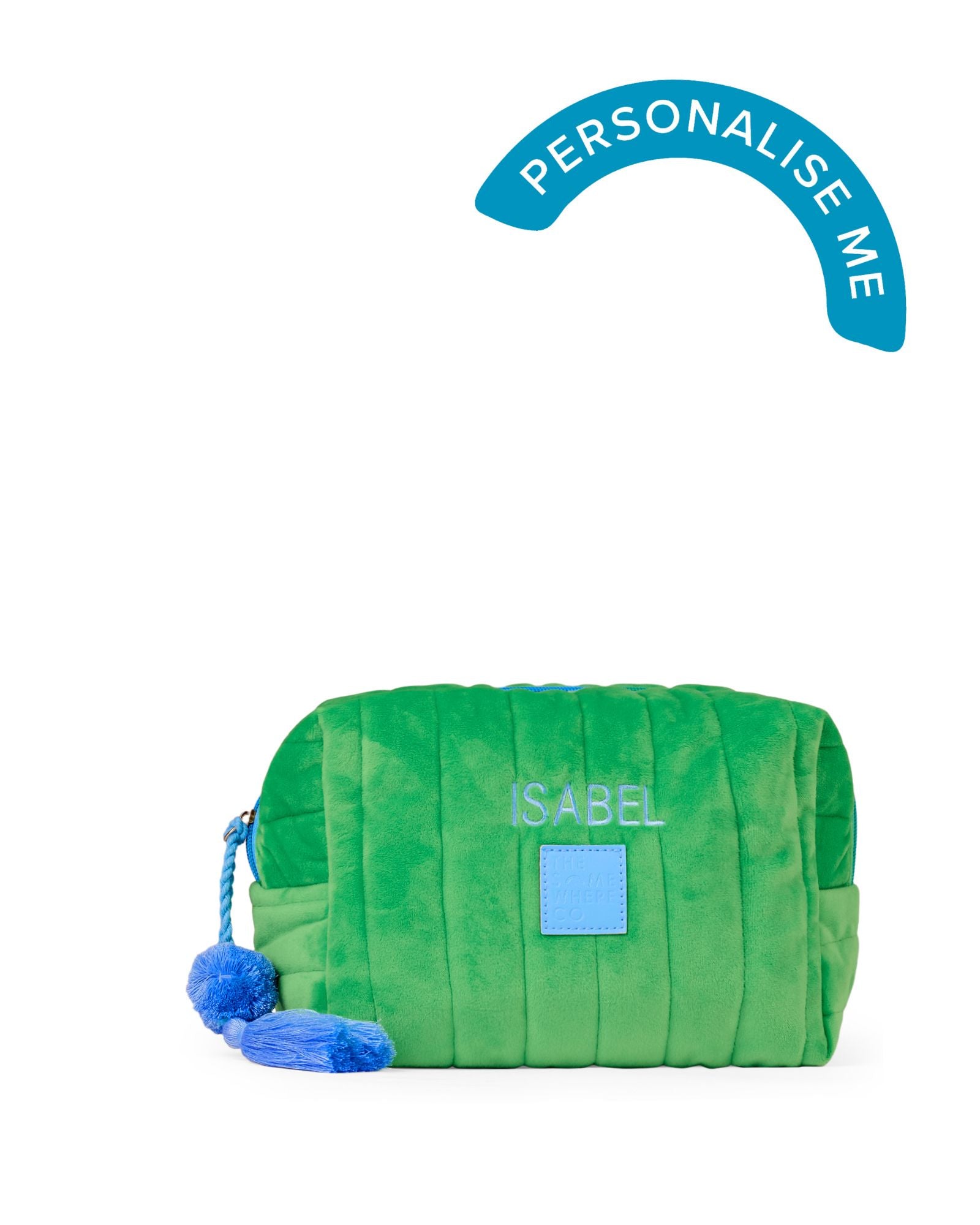 Personalised Green Velvet Cosmetic Case