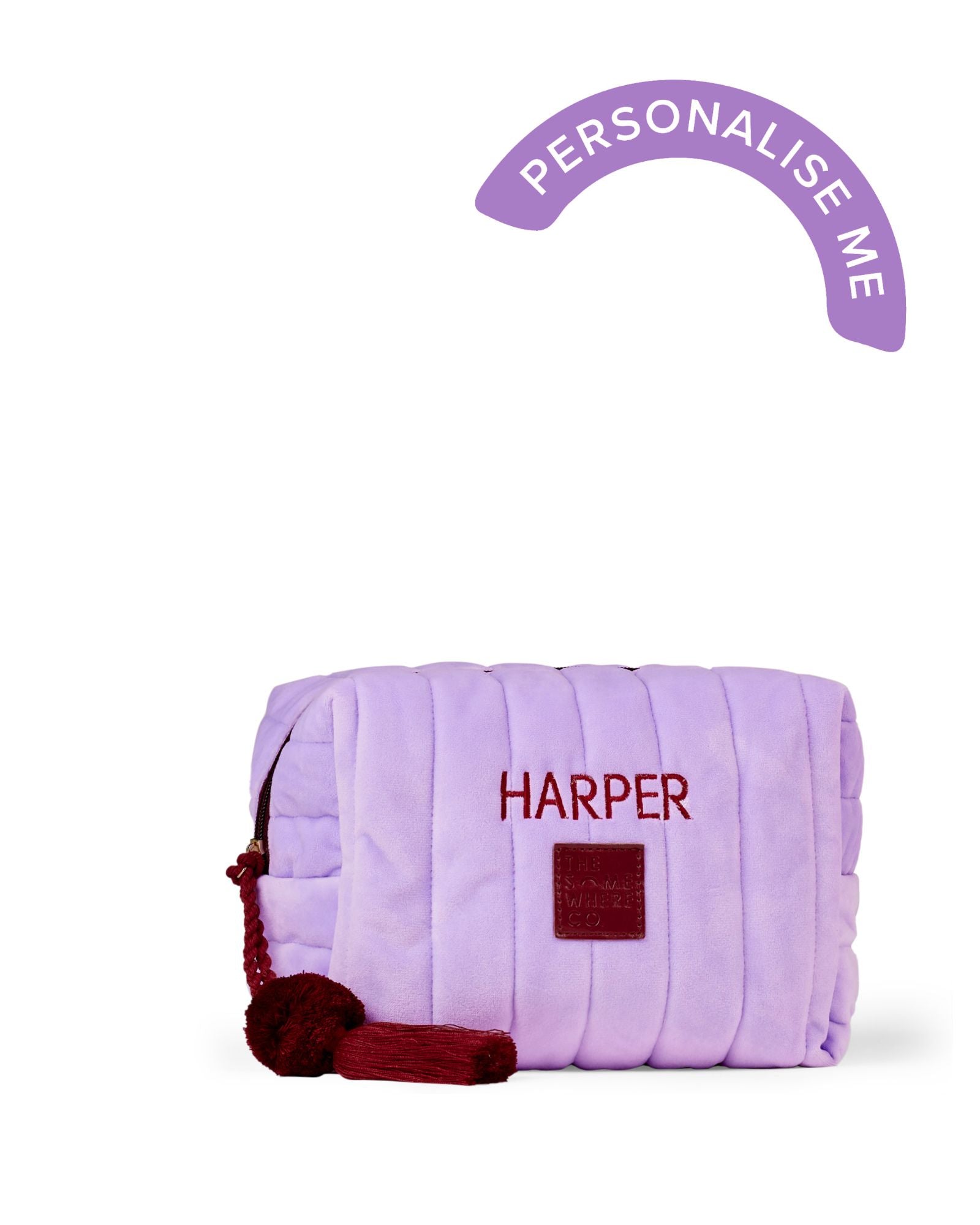 Personalised Lilac Velvet Cosmetic Case