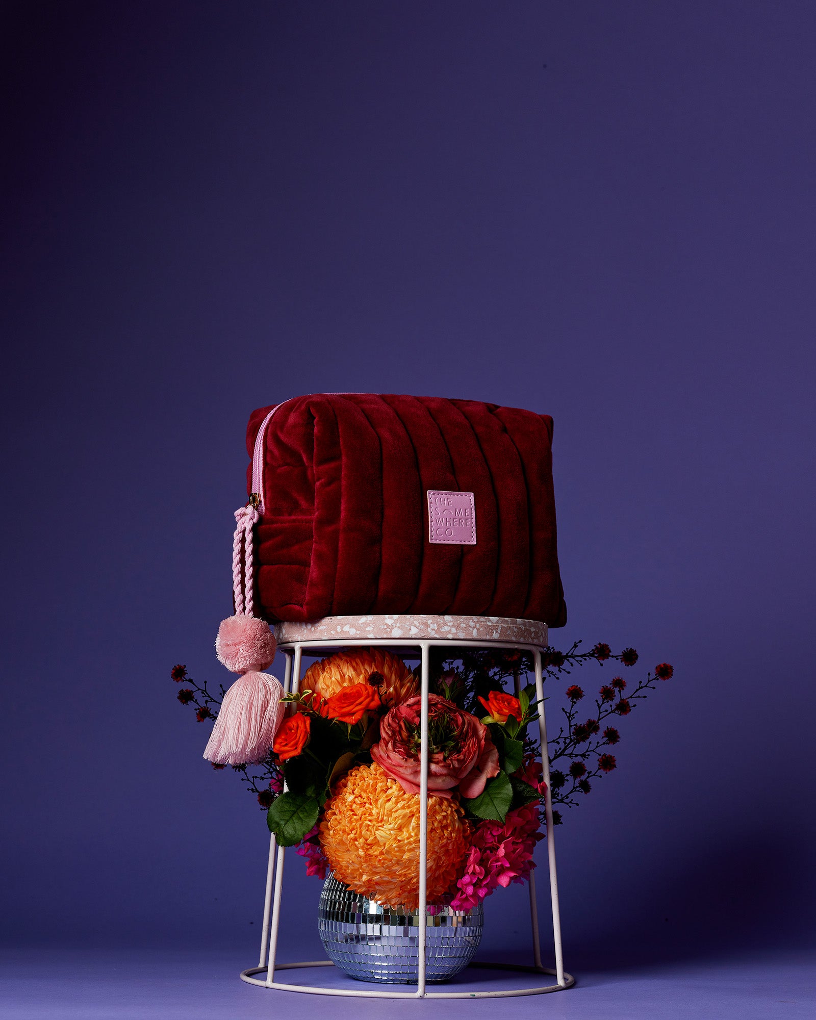 Burgundy Velvet Cosmetic Case