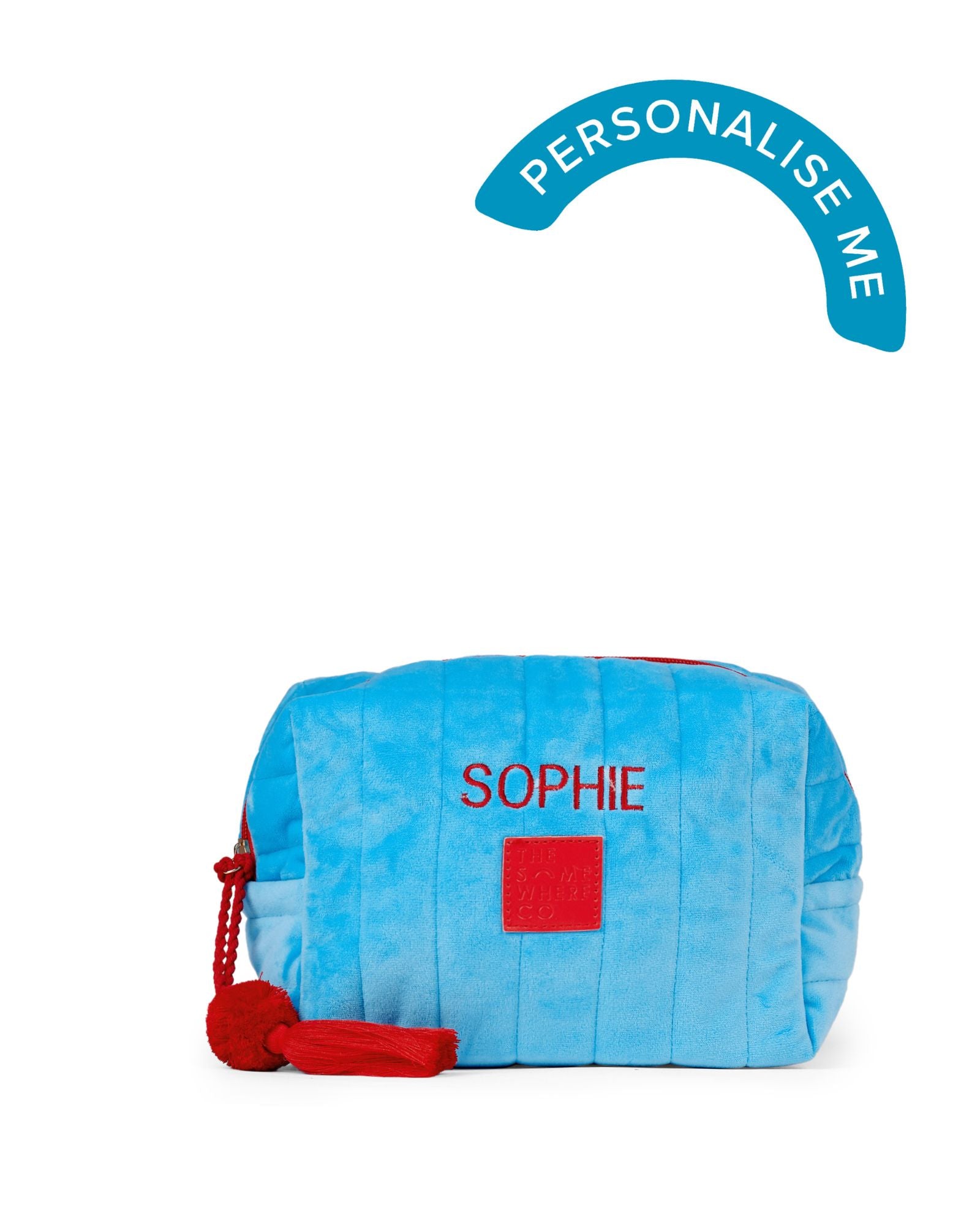 Personalised Blue Velvet Cosmetic Case