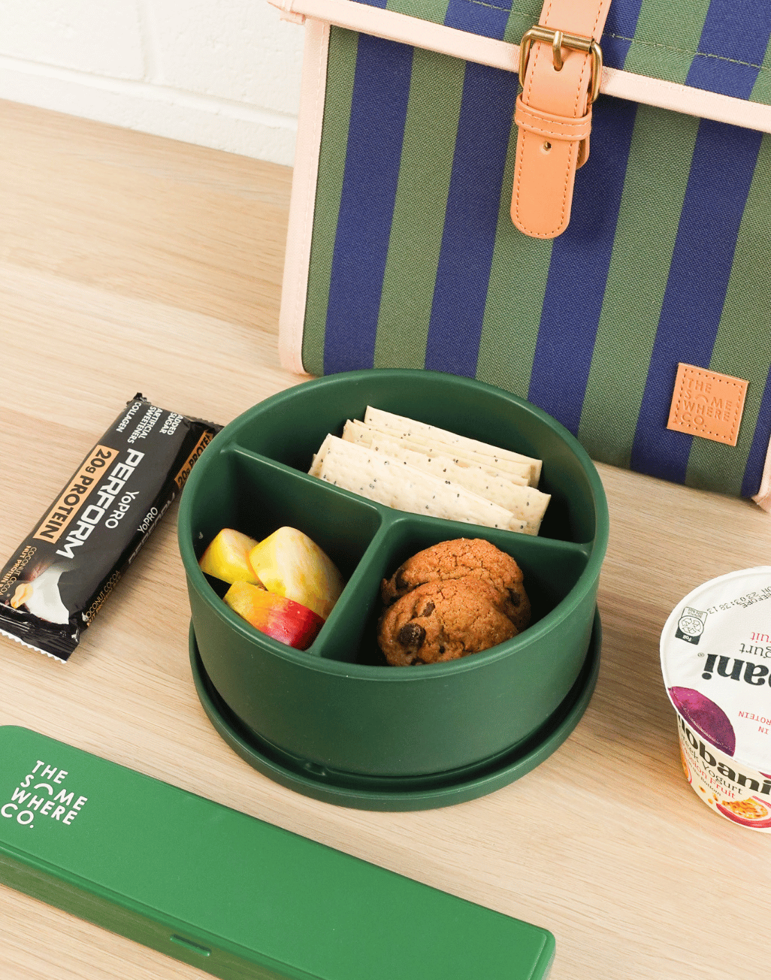 Forest Green Round Silicone Bento Lunch Box