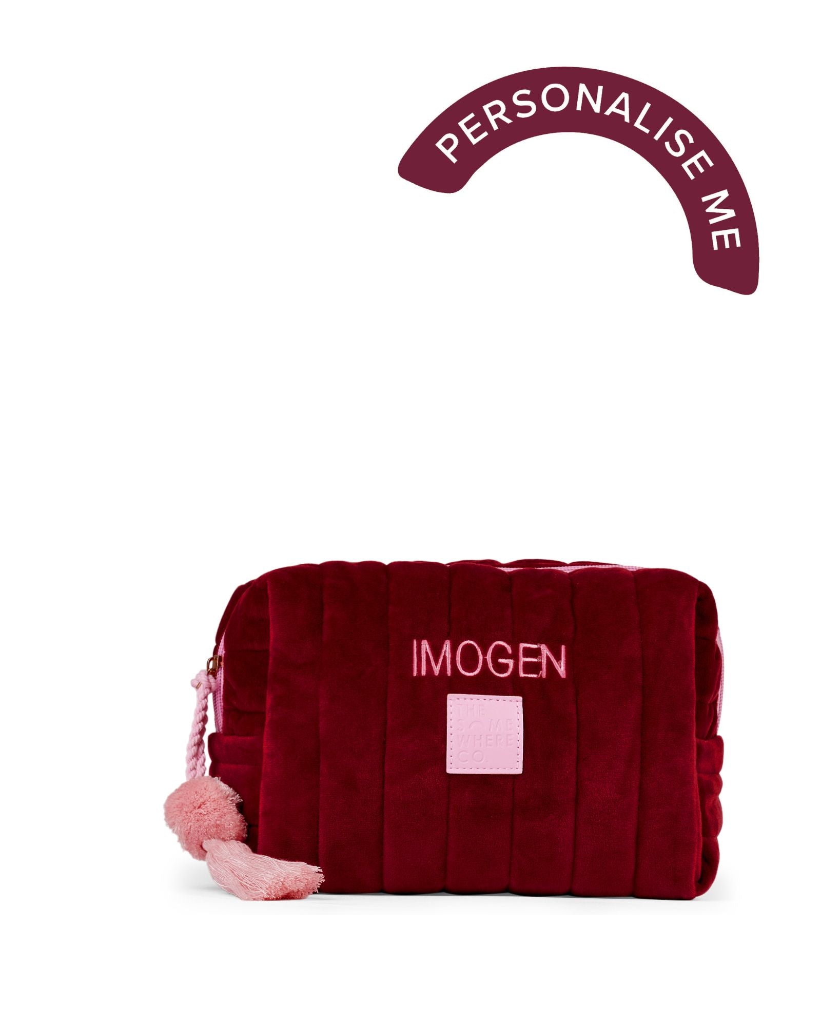 Personalised Burgundy Velvet Cosmetic Case