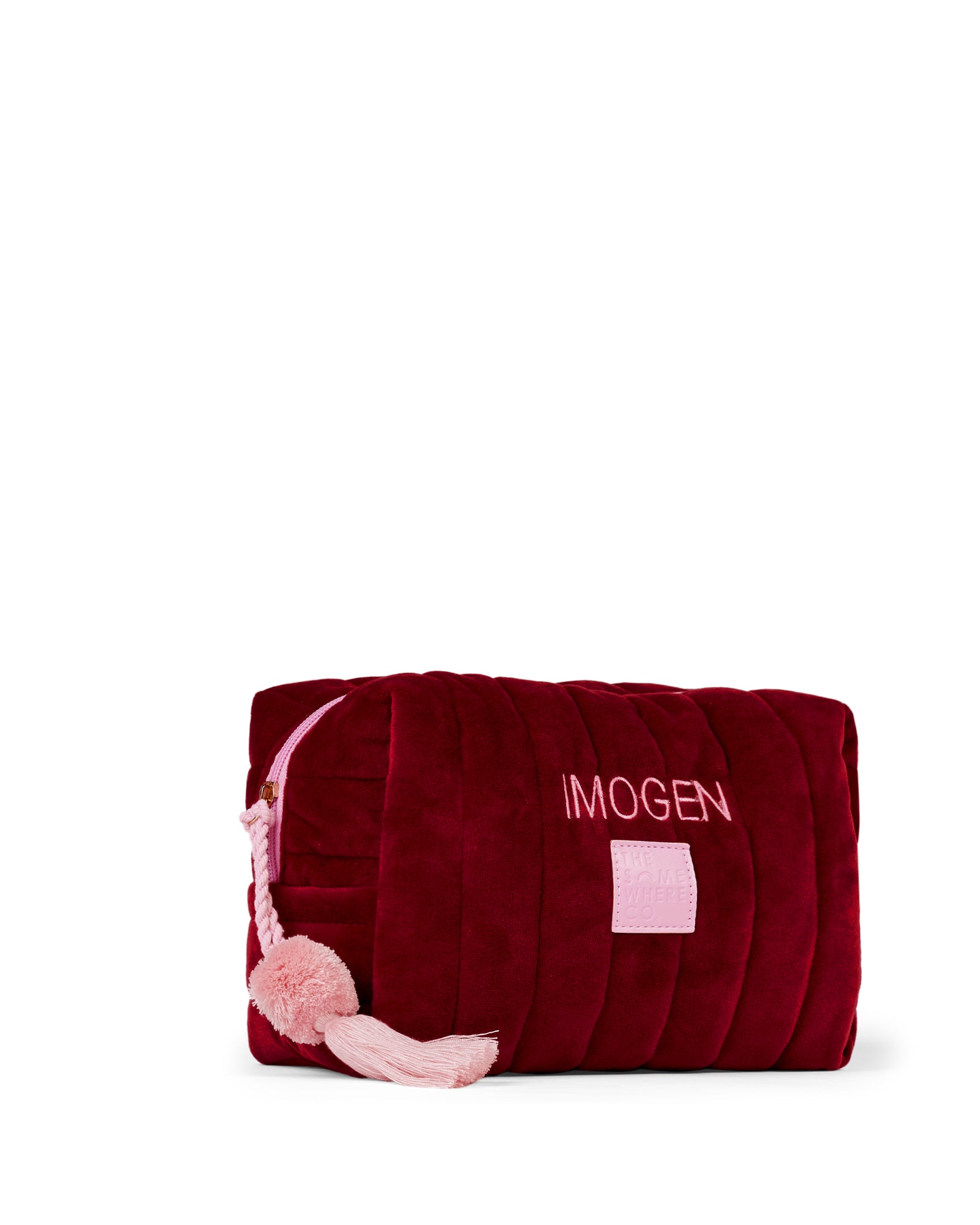 Personalised Burgundy Velvet Cosmetic Case