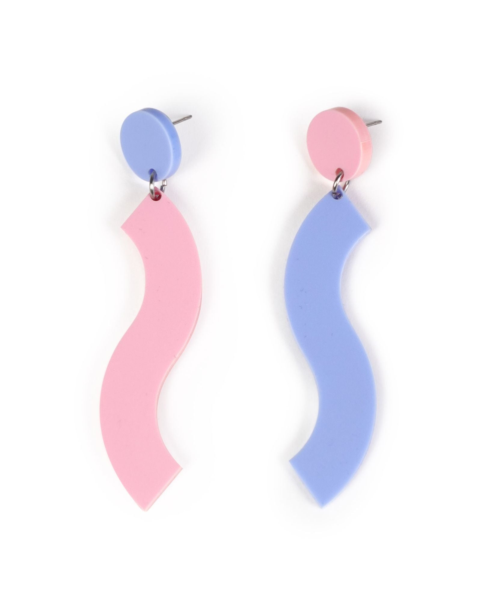 Pink & Blue Wave Dangle Earrings