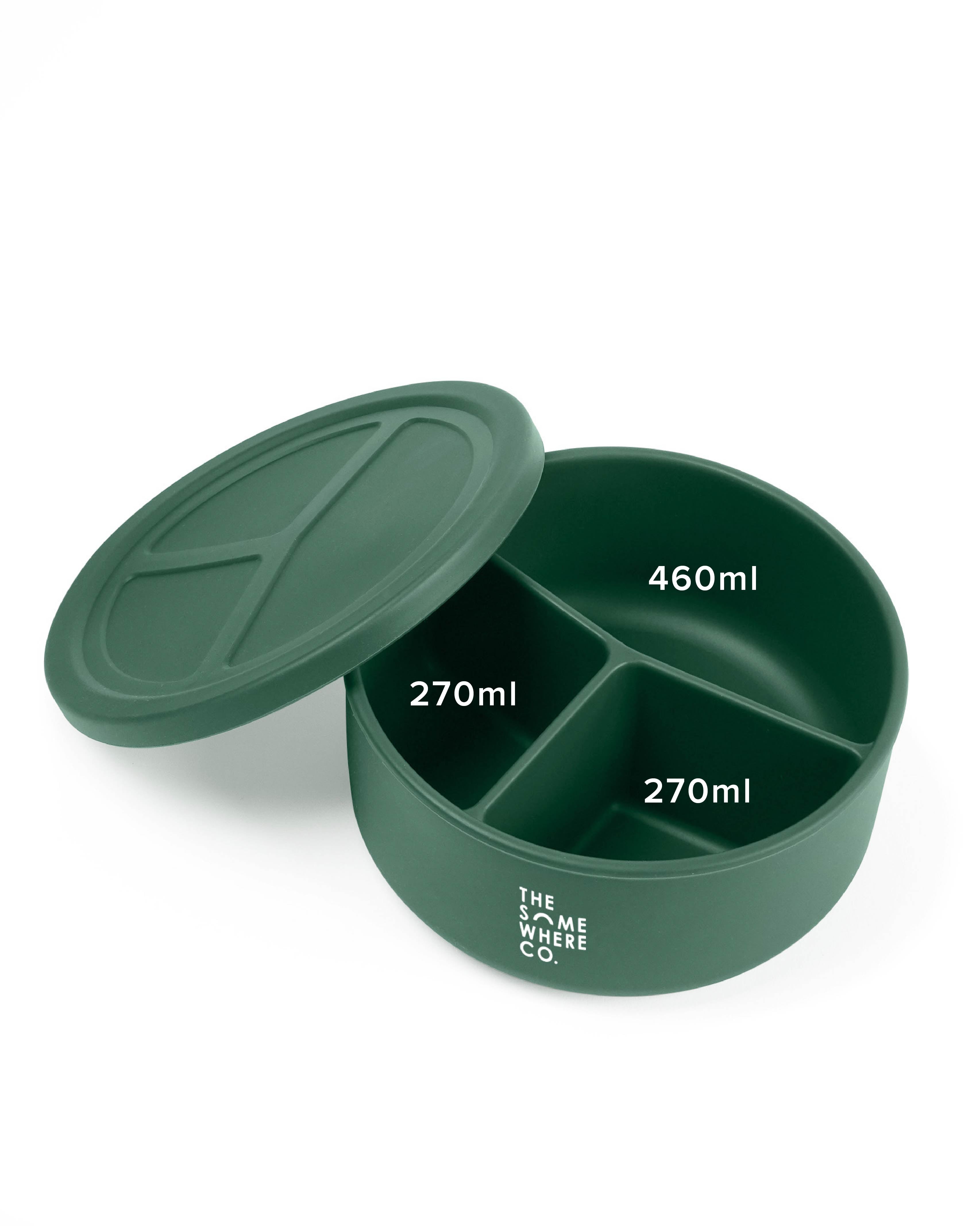 Forest Green Round Silicone Bento Lunch Box