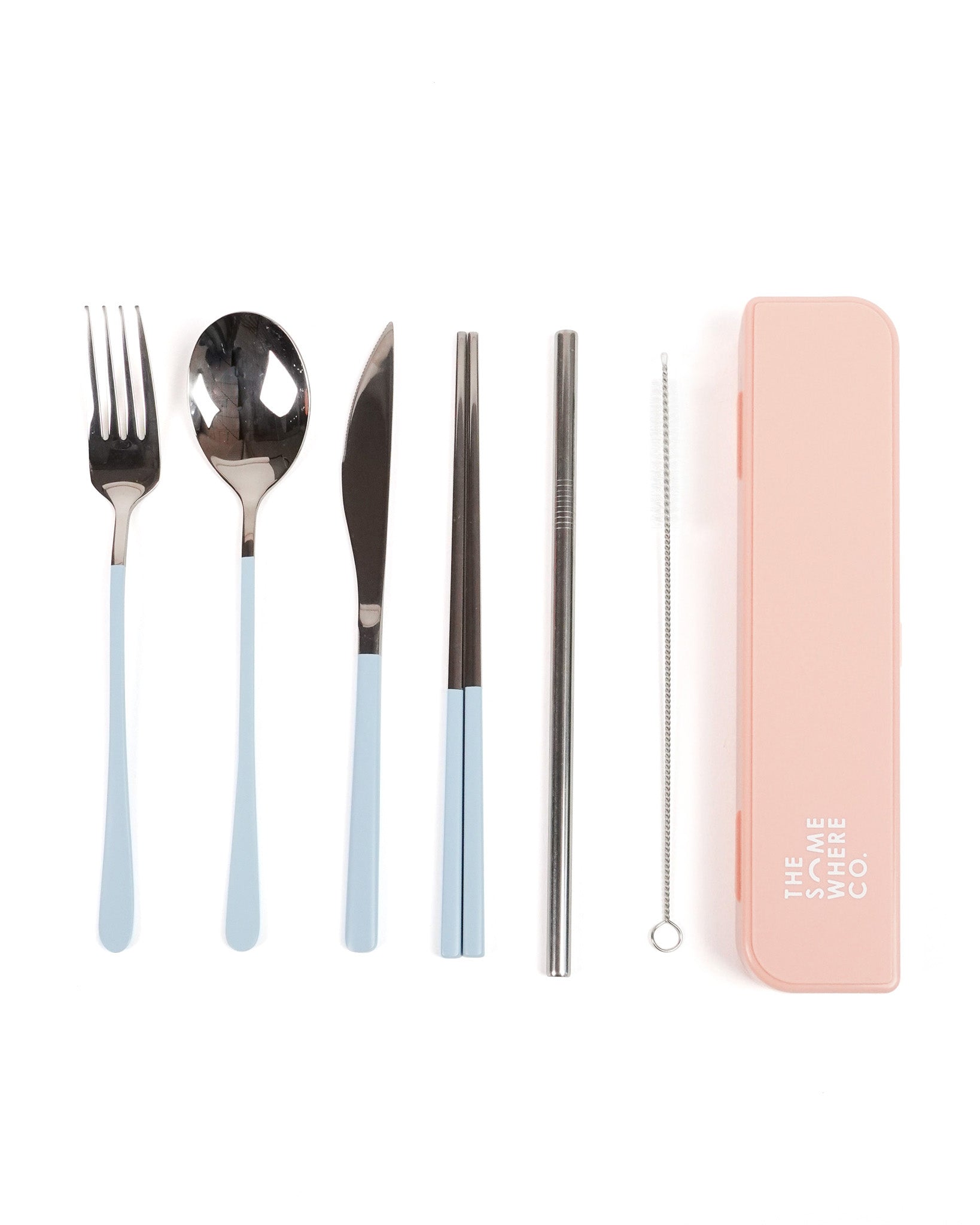 Cutlery Kit - Silver with Powder Blue Handle