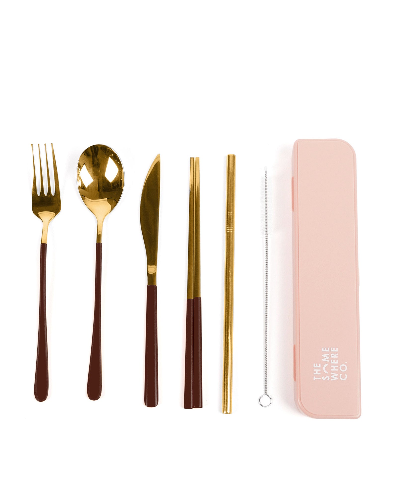 Cutlery Kit - Gold with Chocolate Handle