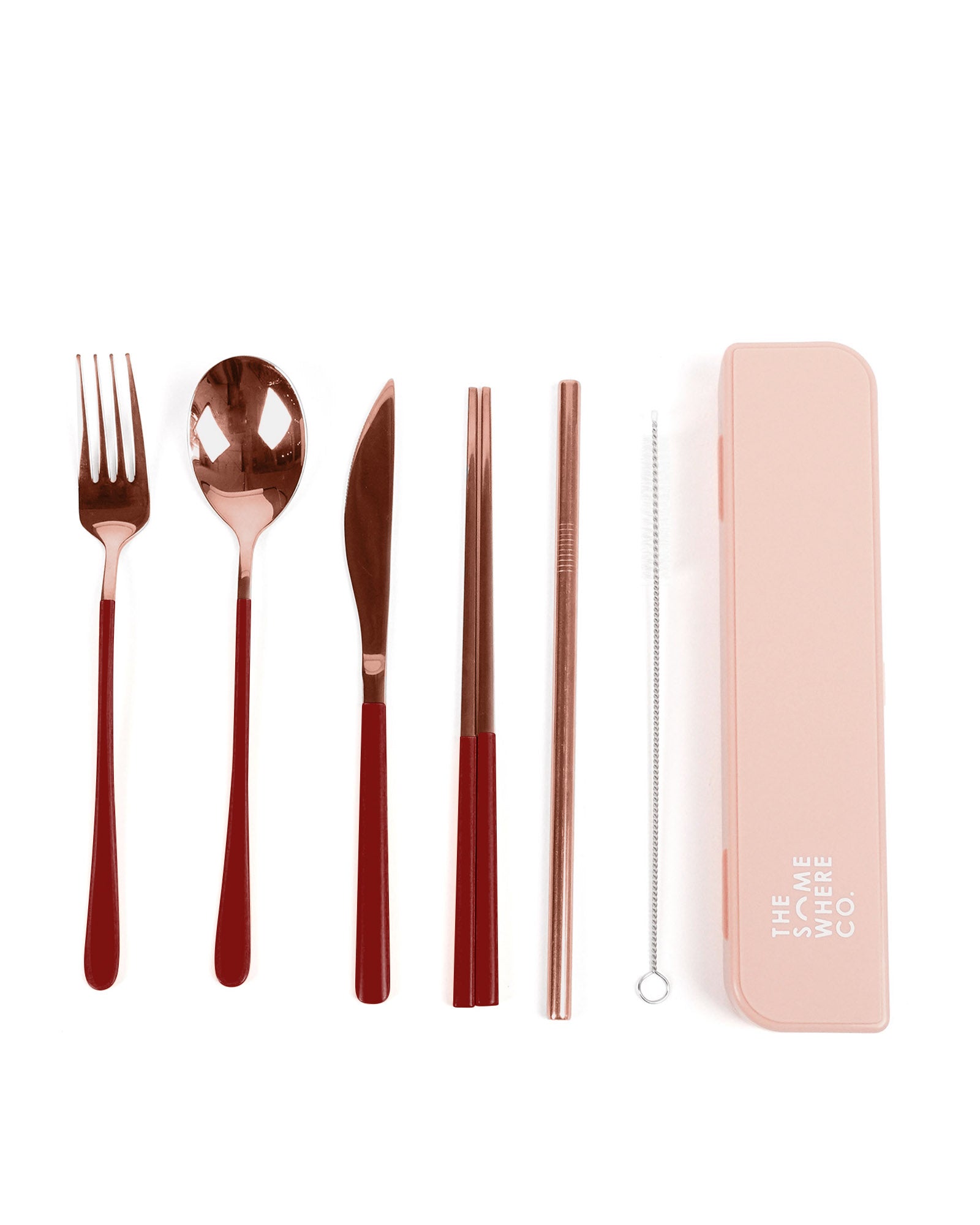 Cutlery Kit - Rose Gold with Burgundy Handle