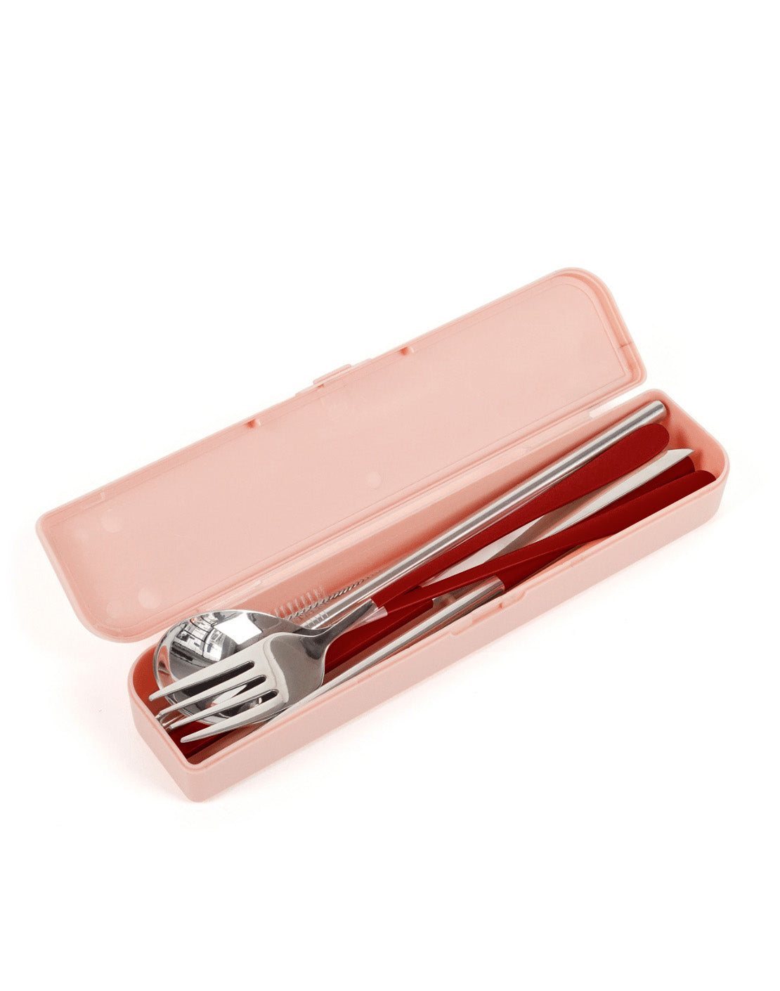 Cutlery Kit - Silver with Burgundy Handle