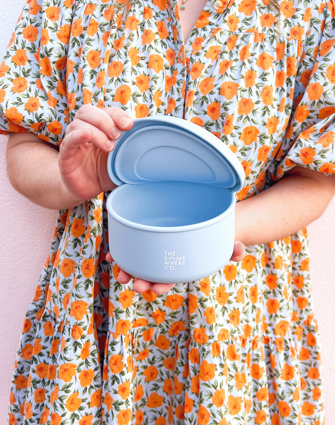 Powder Blue Round Silicone Lunch Box