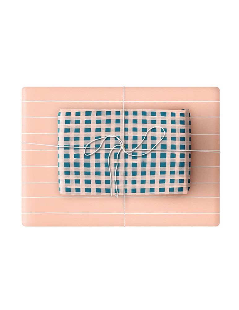 Double Sided Wrapping Paper Gingham Stripe
