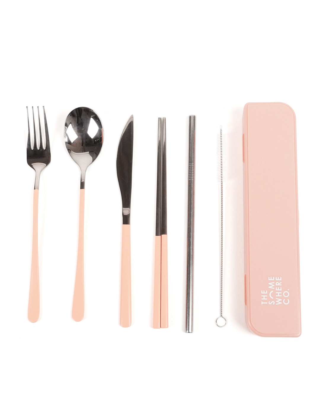 Cutlery Kit - Silver with Blush Handle