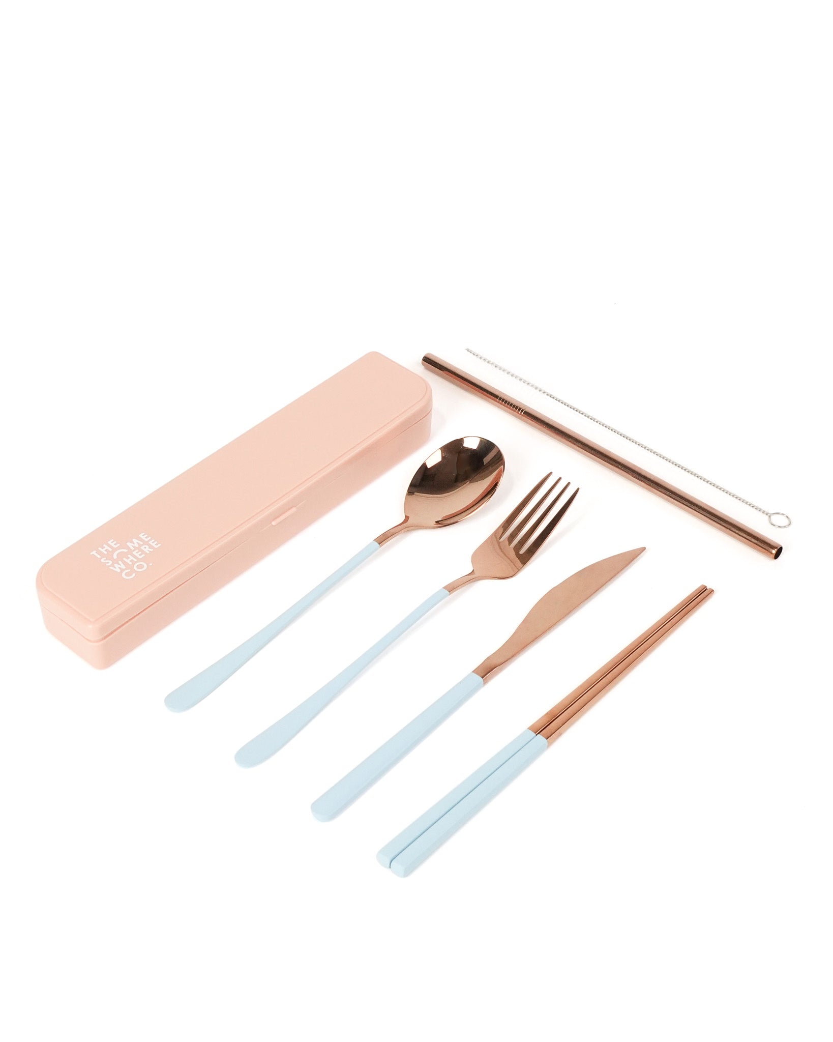 Cutlery Kit - Rose Gold with Powder Blue Handle