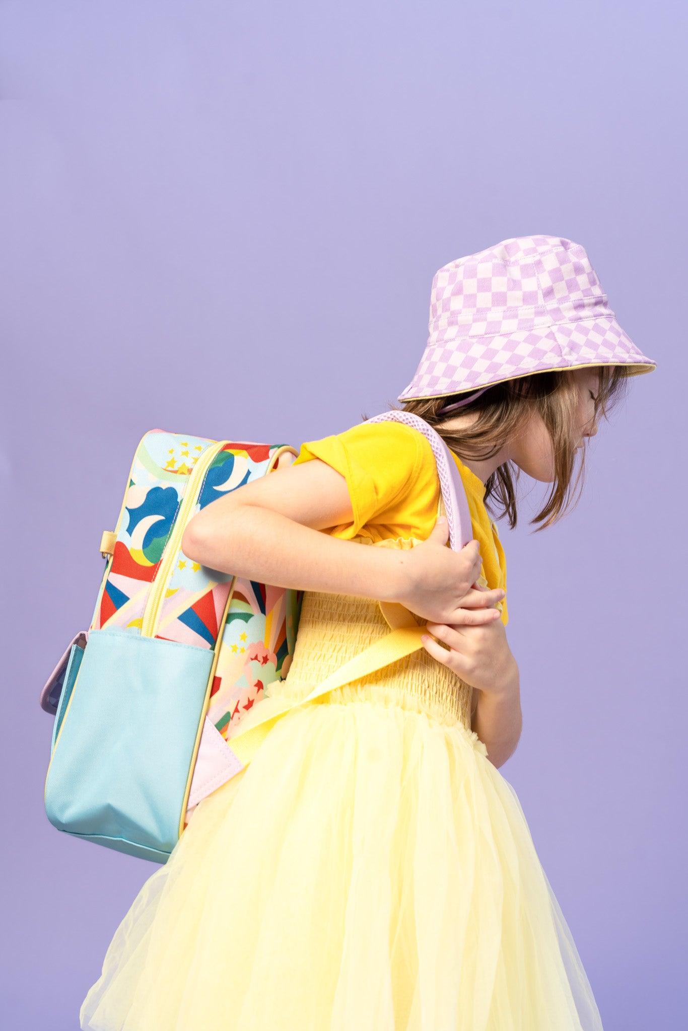 Yellow & Lilac Reversible Mini Bucket Hat