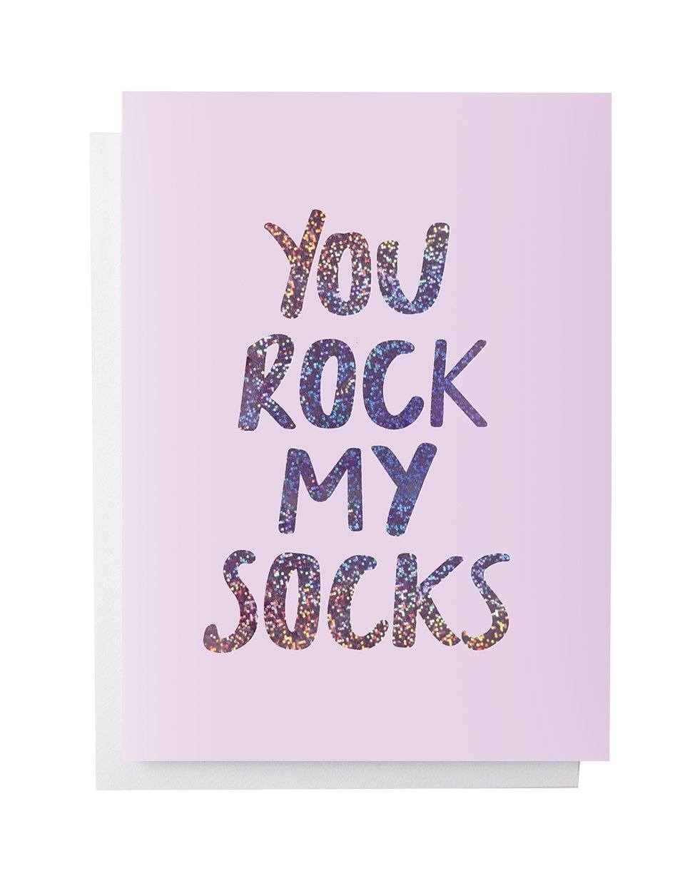 Rock my Socks glittered greeting card