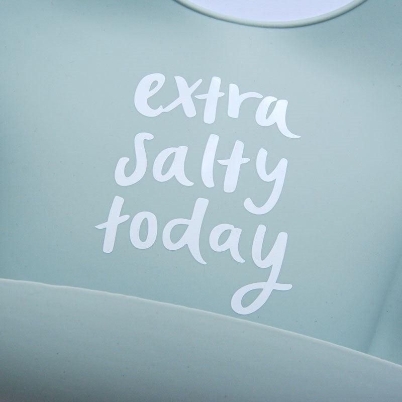 Silicone Baby Bib - Extra Salty Today (Sage)