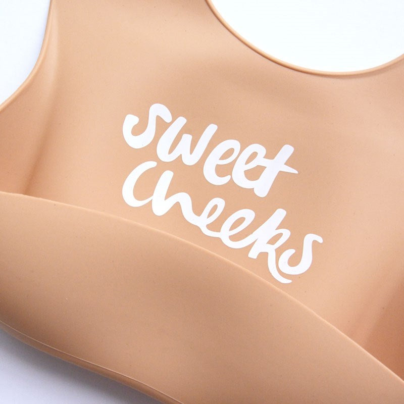 Silicone Baby Bib - Sweet Cheeks (Caramel)